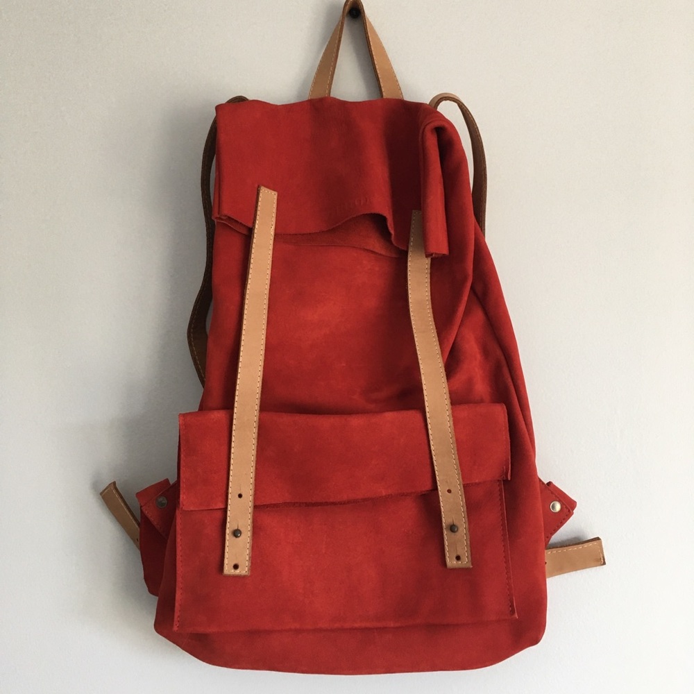 Real leather and suede artisan made backpack
